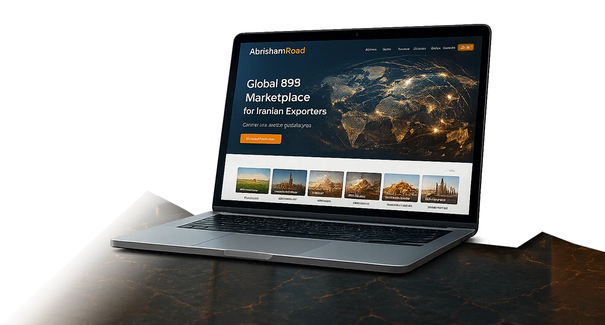 AbrishamRoad marketplace shown on a laptop